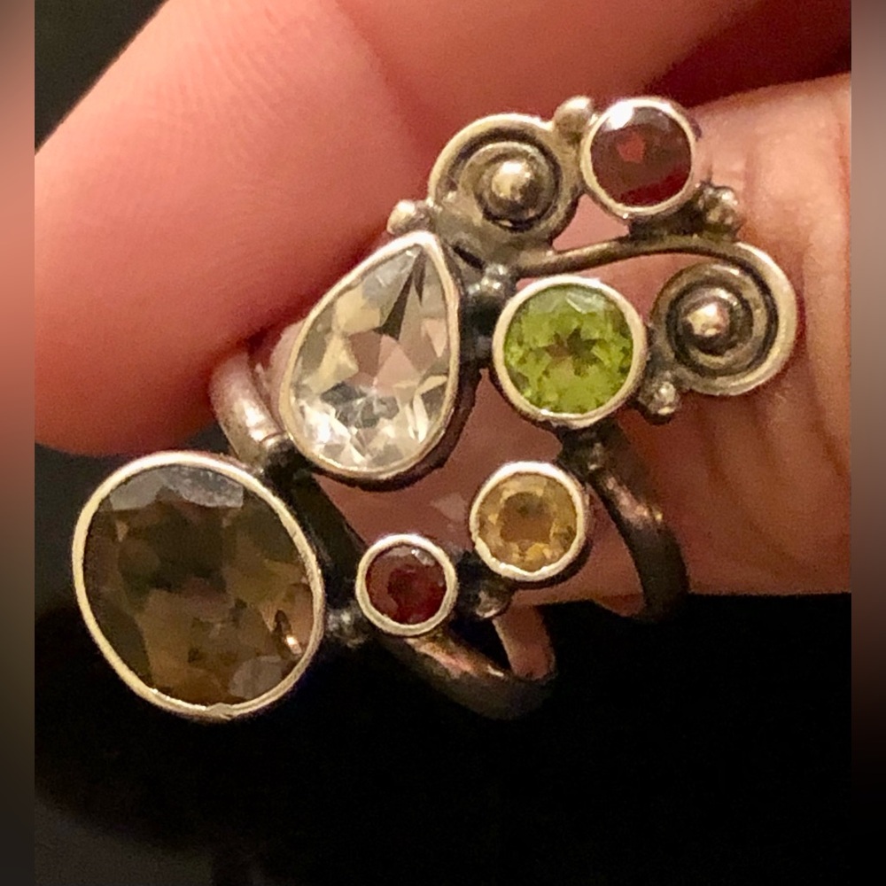 Multicolored Fine Gemstone Ring - image 1